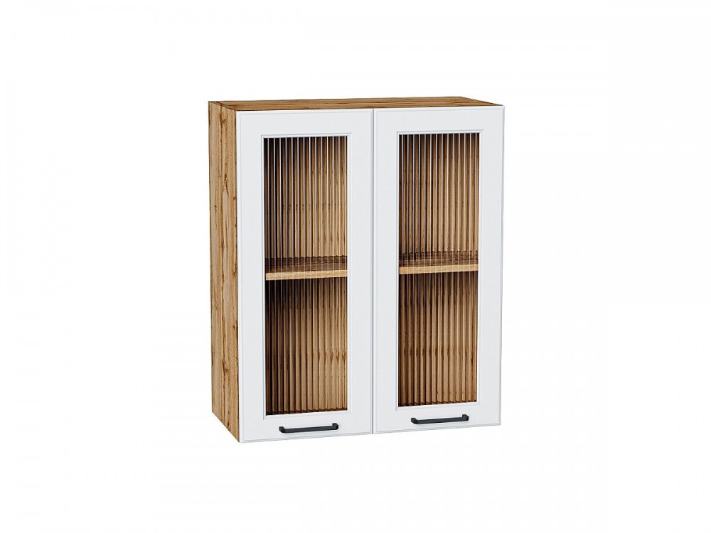  Шкаф верхний с 2-мя остекленными дверцами Барселона Белый