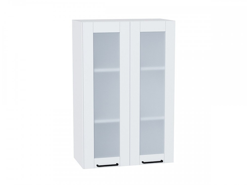  Шкаф верхний с 2-мя остекленными дверцами Флэт Плюс White In 2S