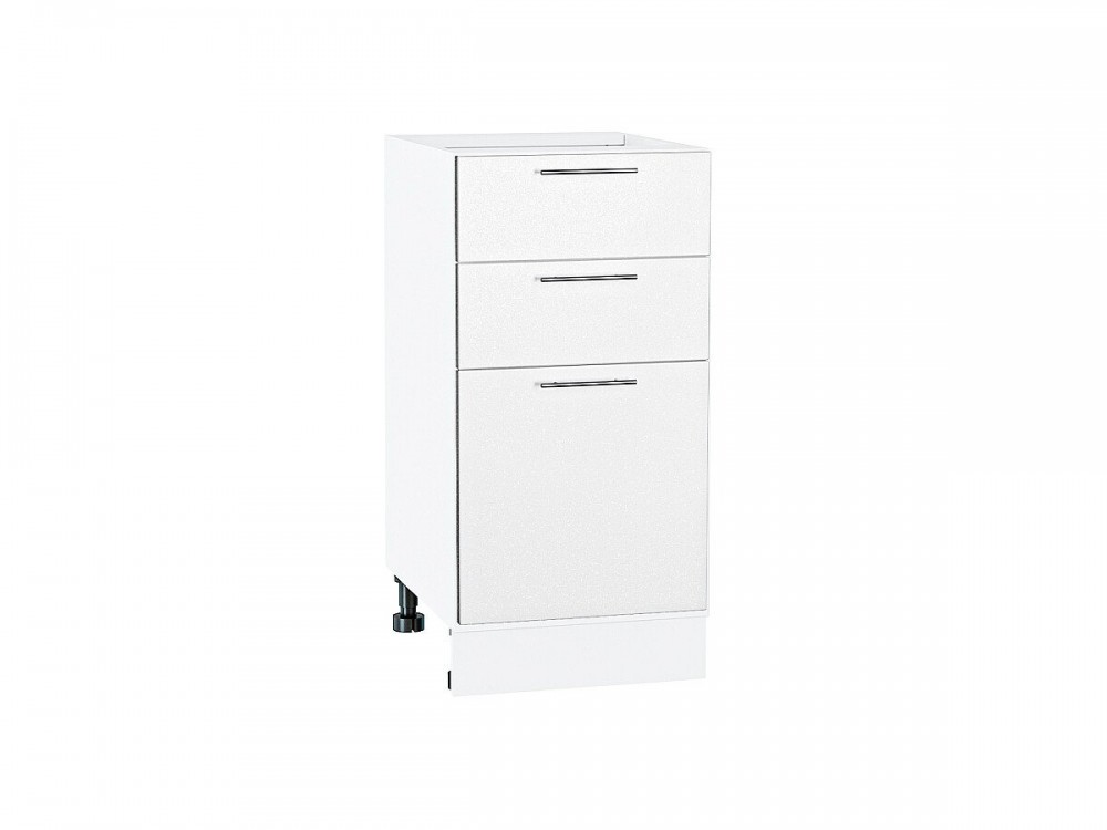  Шкаф нижний с 3-мя ящиками Валерия-М Белый металлик