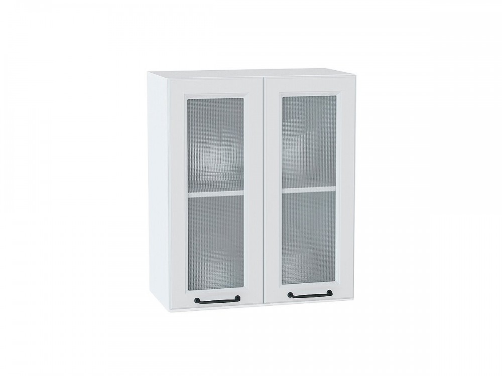  Шкаф верхний с 2-мя остекленными дверцами Ницца Blanco