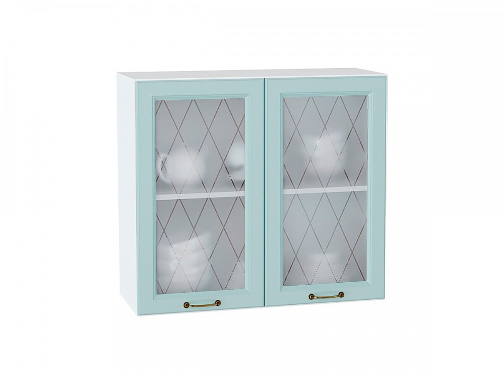  Шкаф верхний с 2-мя остекленными дверцами Ницца Голубой