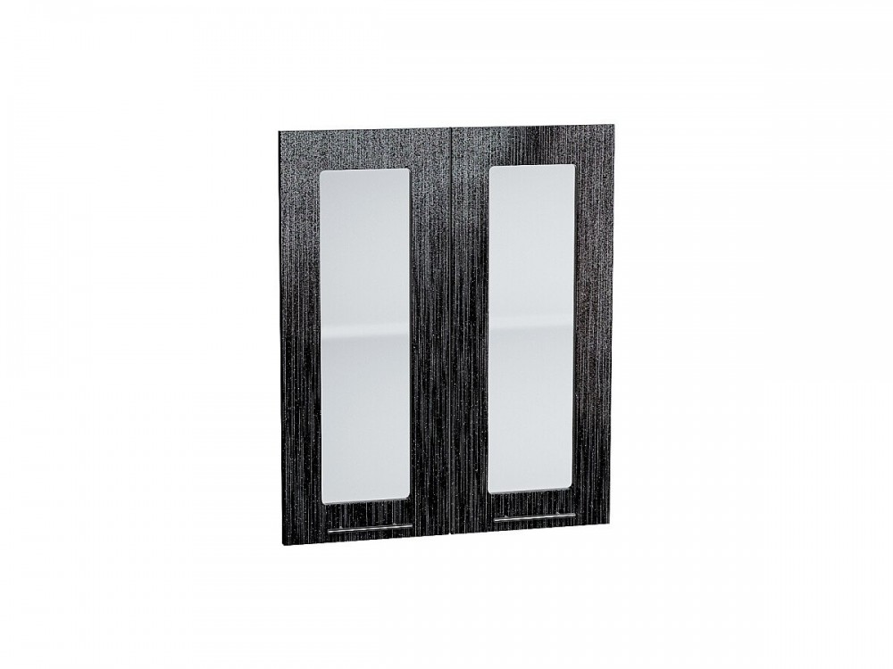  Комплект фасадов Валерия-М со стеклом для каркаса Ф-45 В600 Черный металлик дождь