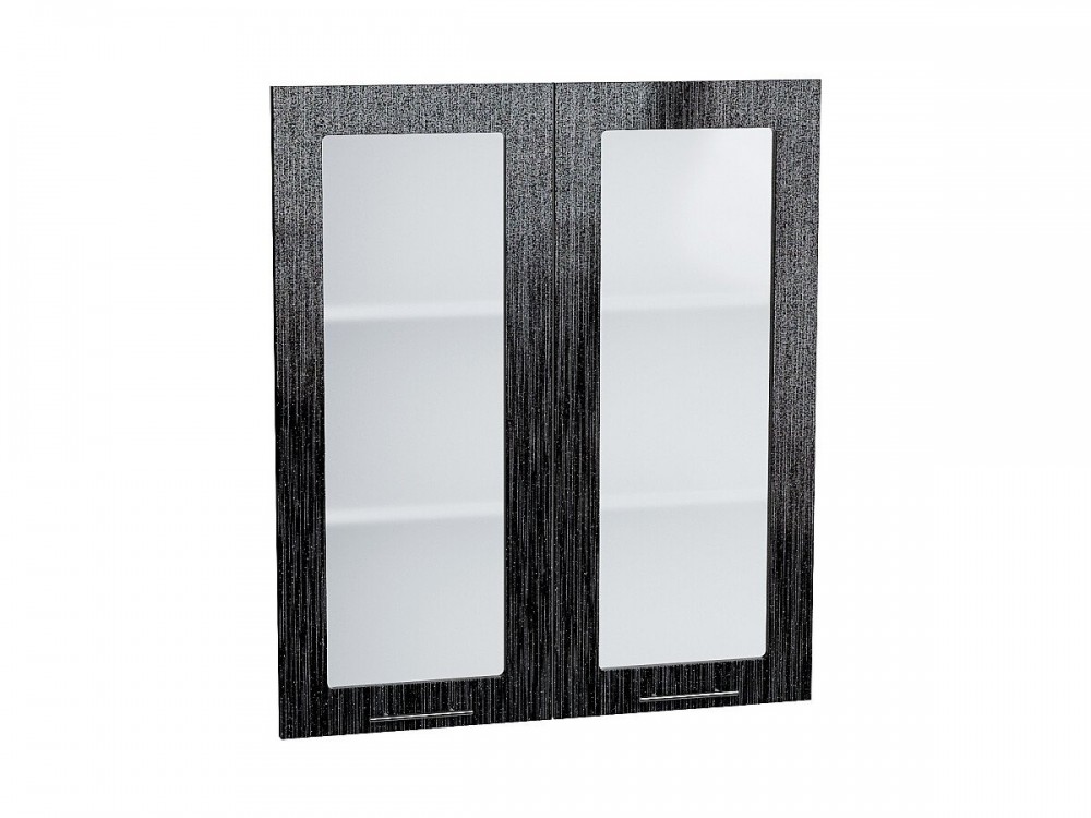  Комплект фасадов Валерия-М со стеклом для каркаса Ф-55Н В809 Черный металлик дождь