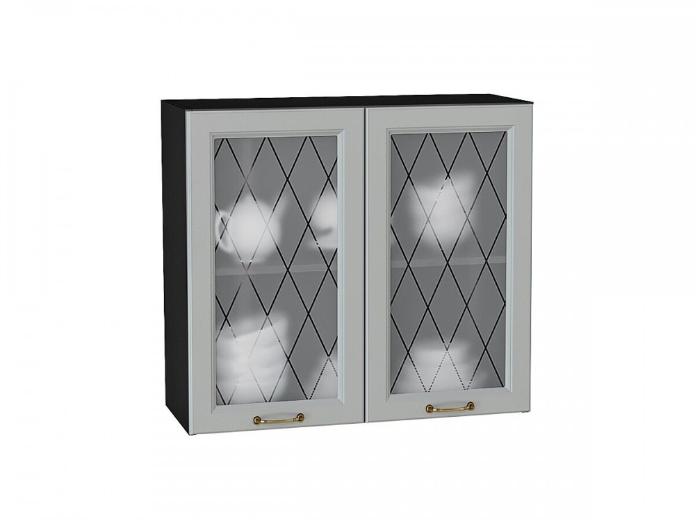  Шкаф верхний с 2-мя остекленными дверцами Ницца Графит