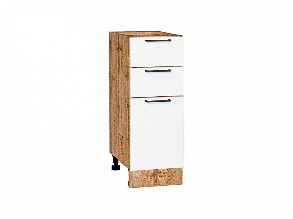  Шкаф нижний с 3-мя ящиками Флэт White In 2S