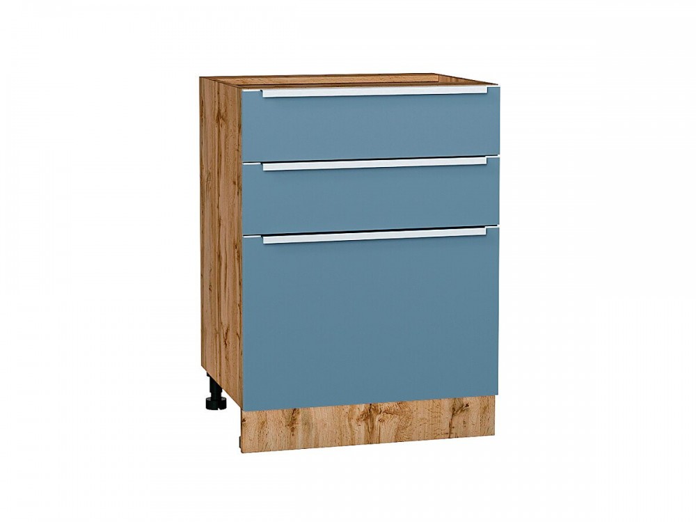  Шкаф нижний с 3-мя ящиками Фьюжн Silky Blue