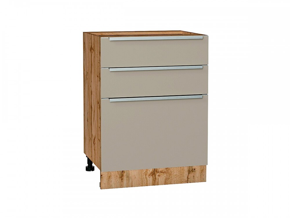  Шкаф нижний с 3-мя ящиками Фьюжн Silky Grey