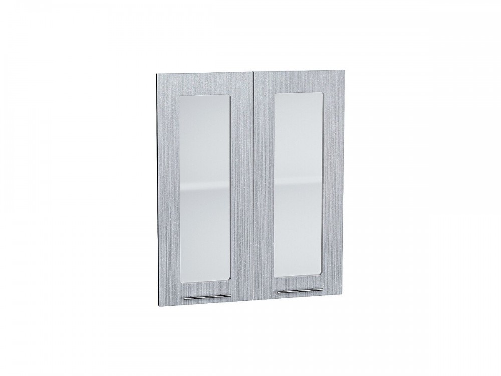  Комплект фасадов Валерия-М со стеклом для каркаса Ф-45 В600 Серый металлик дождь светлый