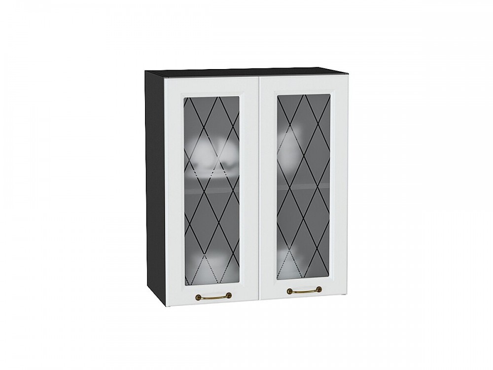  Шкаф верхний с 2-мя остекленными дверцами Ницца Белый