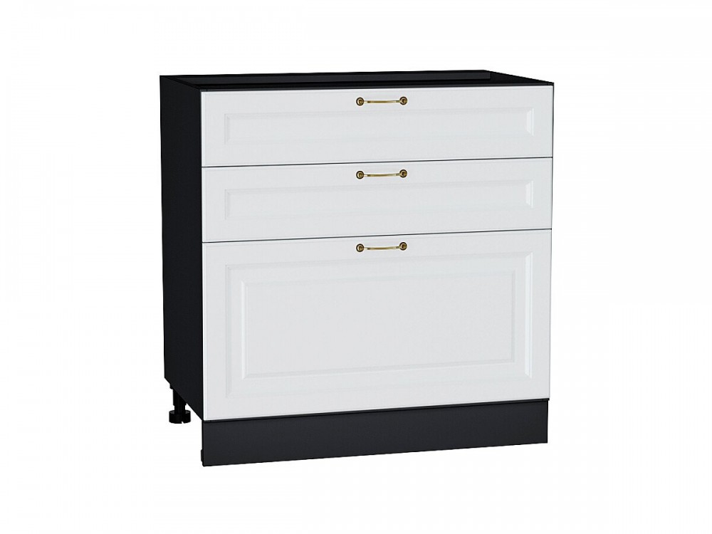  Шкаф нижний с 3-мя ящиками Ницца Белый