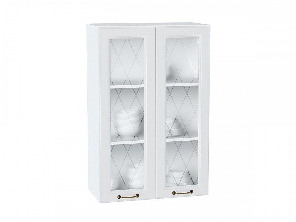  Шкаф верхний с 2-мя остекленными дверцами Ницца Белый