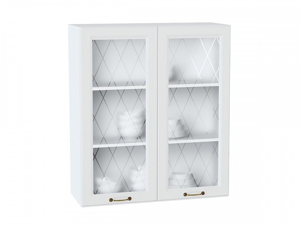  Шкаф верхний с 2-мя остекленными дверцами Ницца Белый