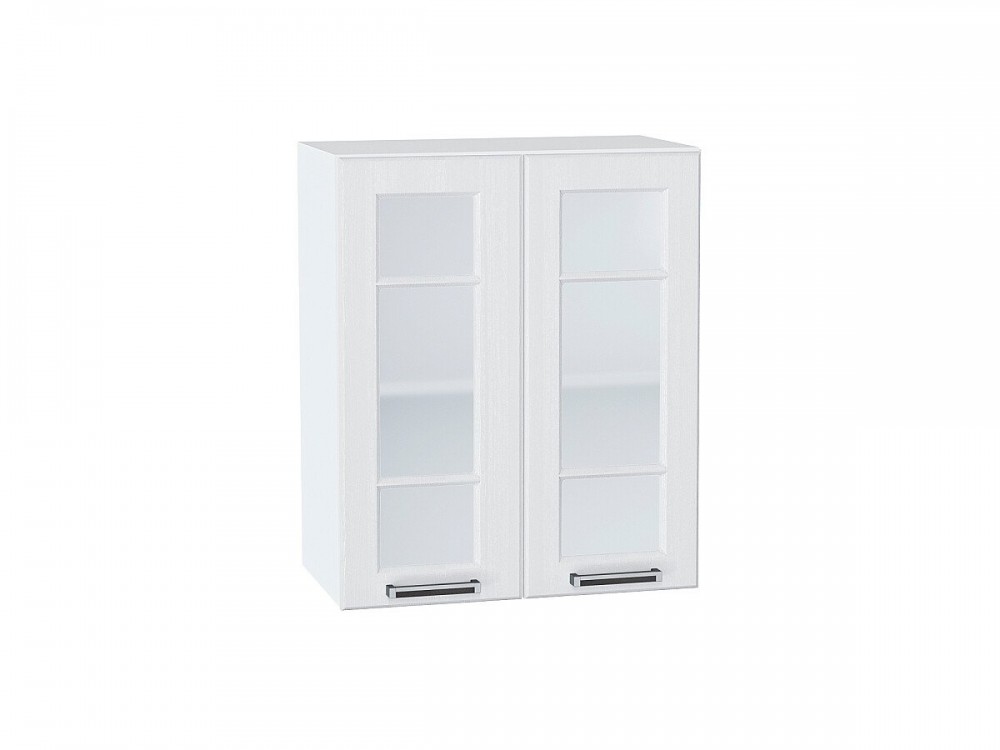  Шкаф верхний с 2-мя остекленными дверцами Прага Белое дерево